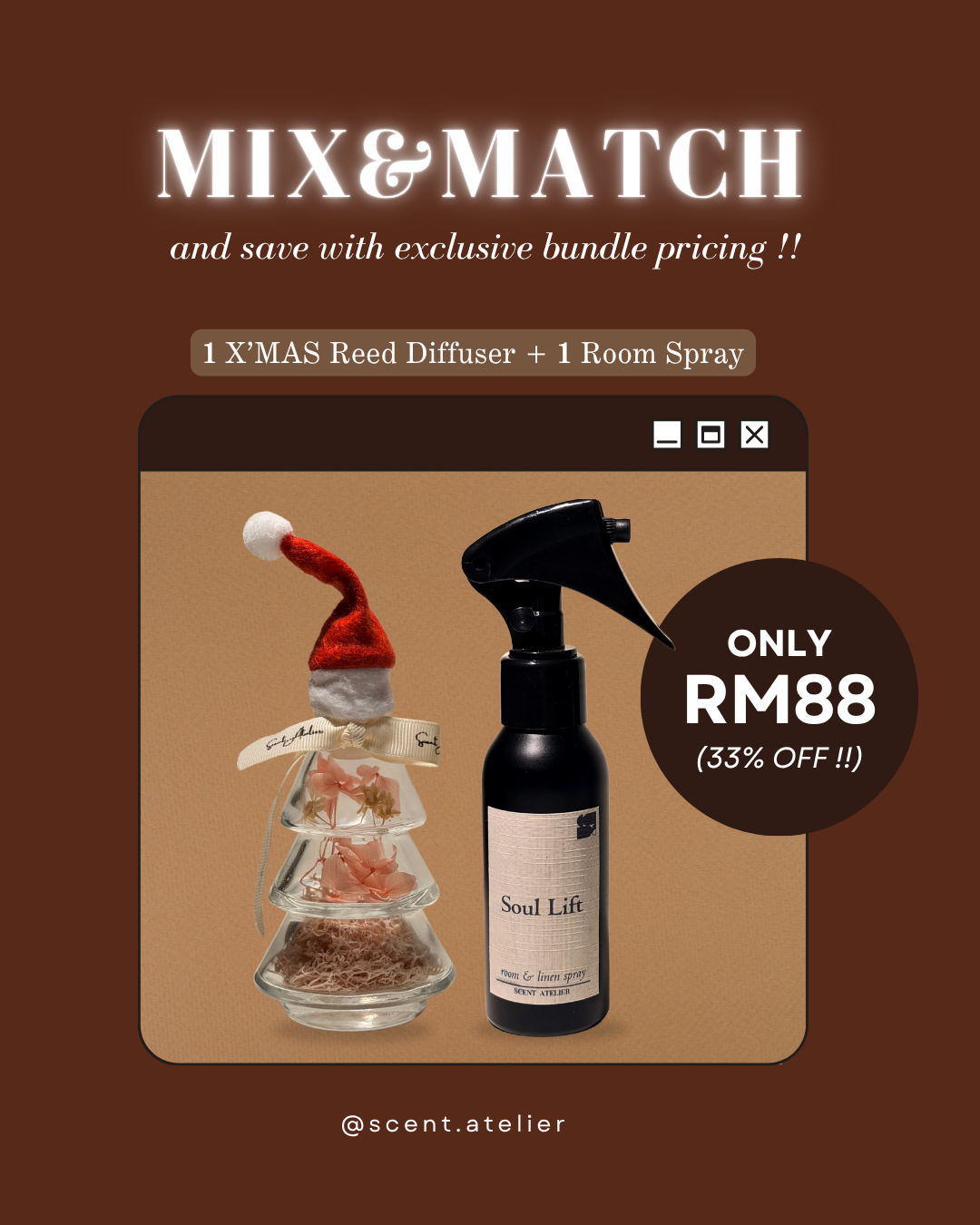 [M&M] 1x Room Spray + 1x X'MAS Reed Diffuser