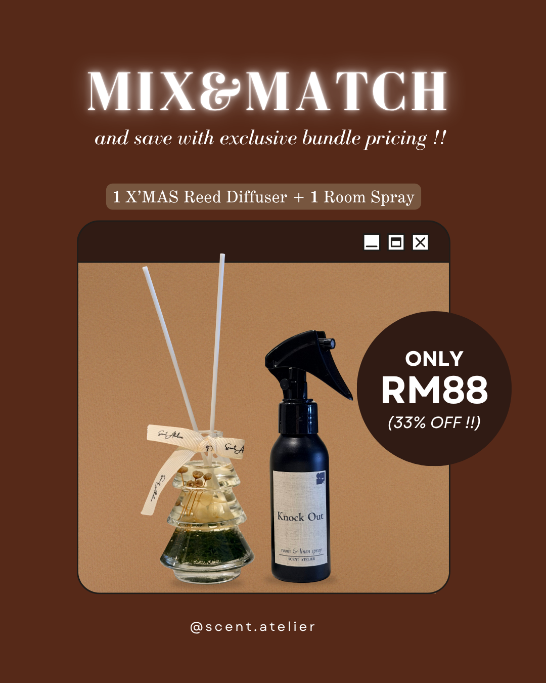 [M&M] 1x Room Spray + 1x X'MAS Reed Diffuser