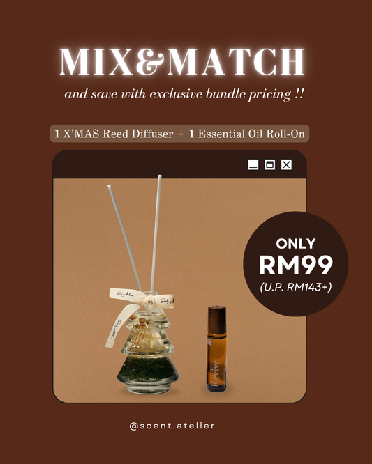 [M&M] 1x Essential Oil Roll-On + 1x X'MAS Reed Diffuser